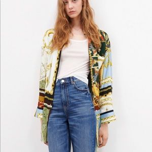 Zara Multi Print patchwork oversized Shirt sz S